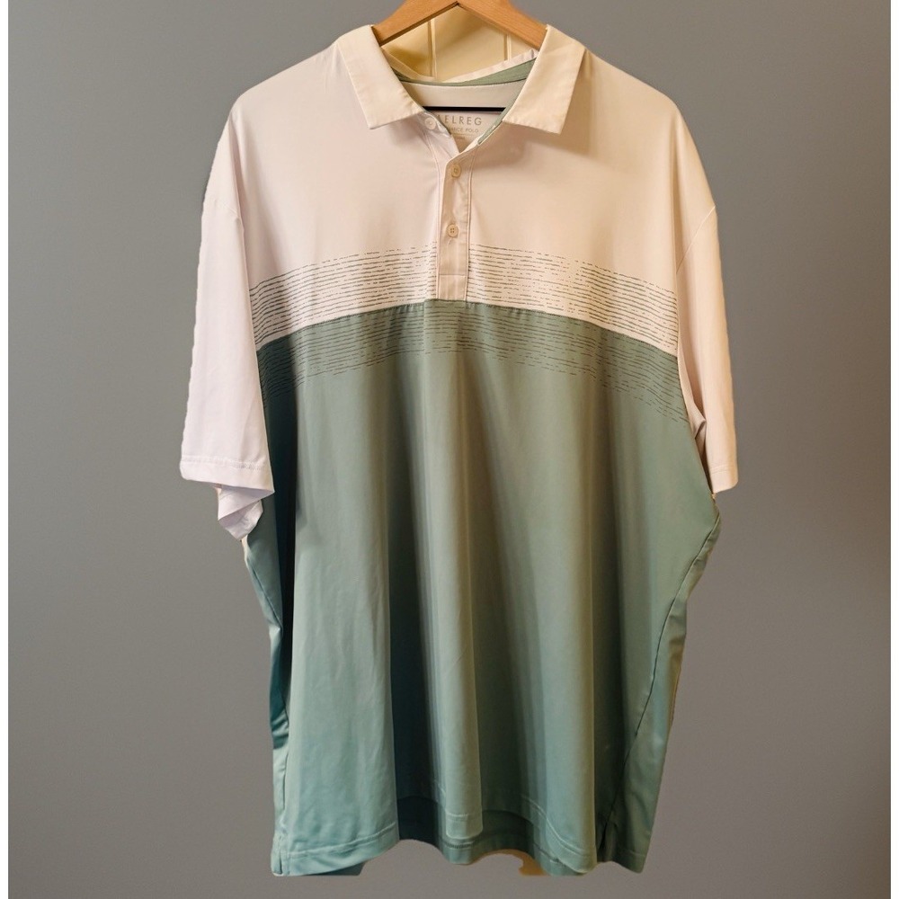 Maelreg Performance Polo Shirt Men's 3XL White Sage Green Colorblock Golf Tee